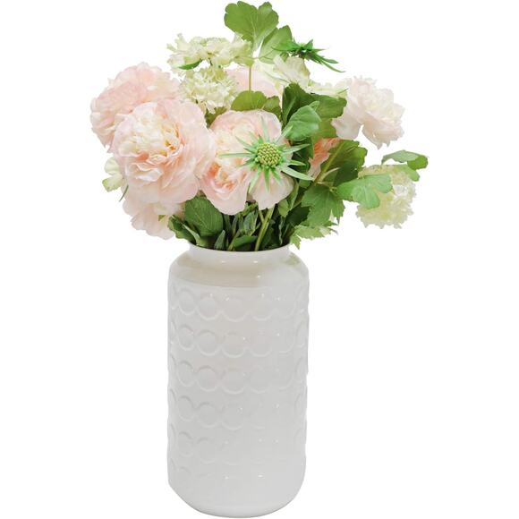 Nordstrom Rack Metal Jar Design Vase With Embossed Spotted Design, White - Picture 2 of 12